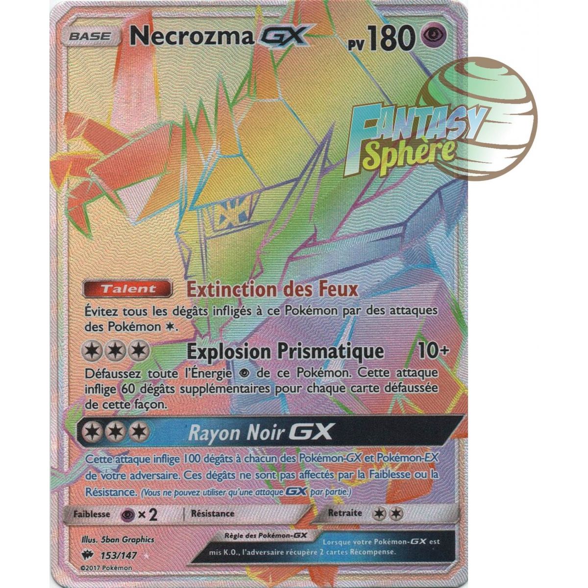 Necrozma GX - Secret Rare 153/147 - Soleil et Lune 3 Ombres Ardentes