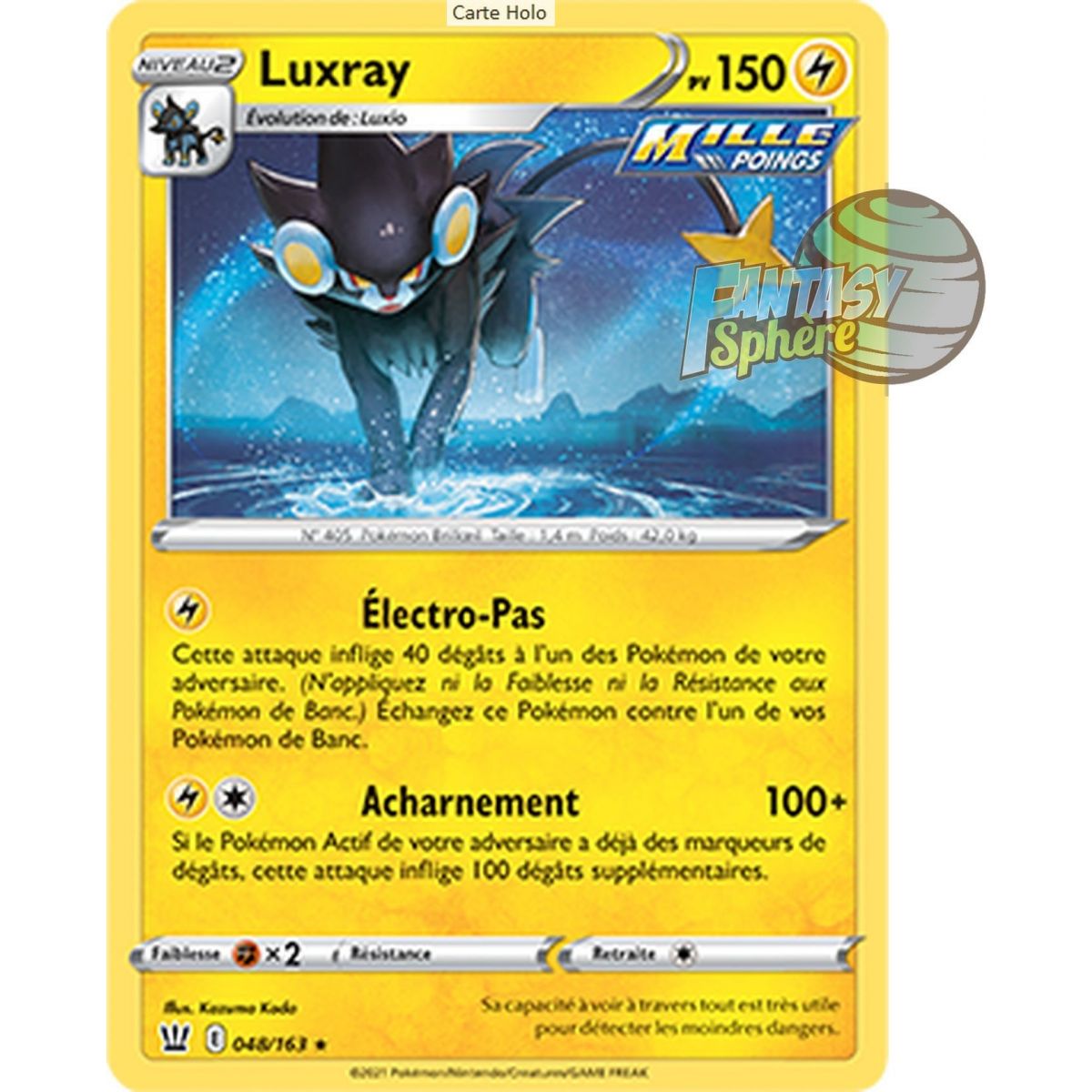 Luxray - Holo Rare 48/163_H - Epee et Bouclier Style de Combat