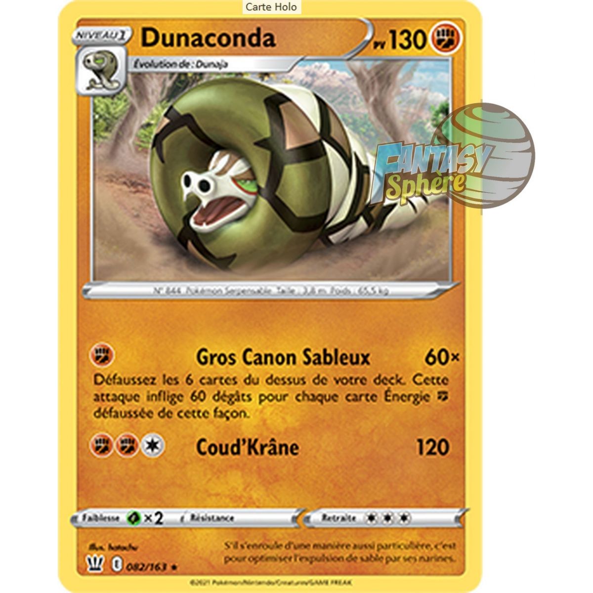 Dunaconda - Holo Rare 82/163_H - Epee et Bouclier Style de Combat