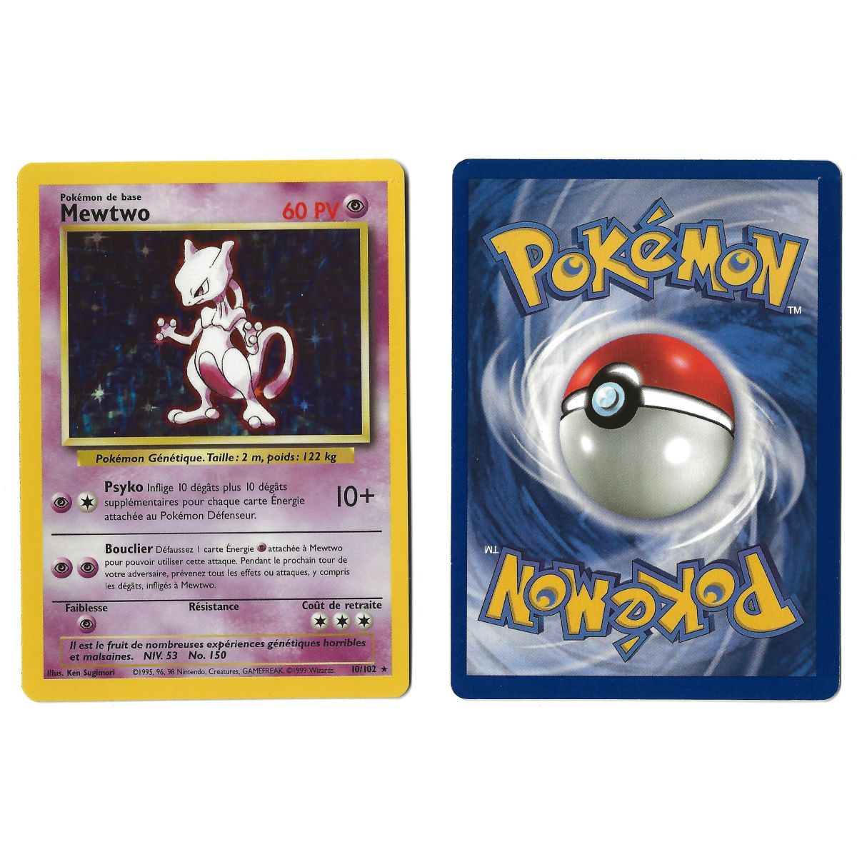 Item Mewtwo (5) 10/102 Set de Base Holo Unlimited Français Near Mint