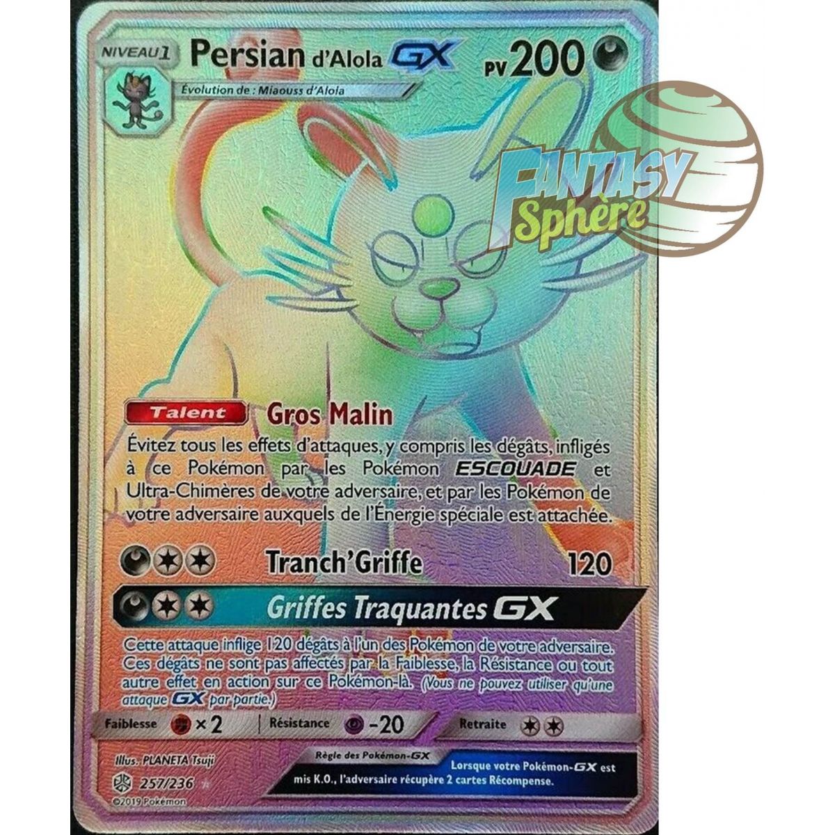 Persian d'Alola GX - Secret Rare 257/236 - Soleil et Lune 12 Éclipse Cosmique