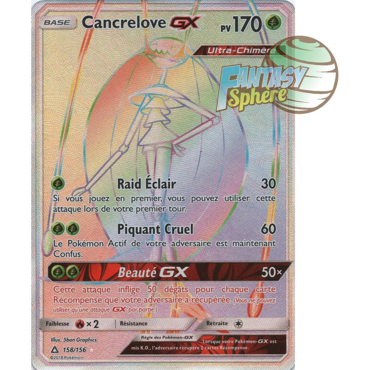 Cancrelove GX - Secret Rare 158/156 - Soleil et Lune 5 Ultra Prisme