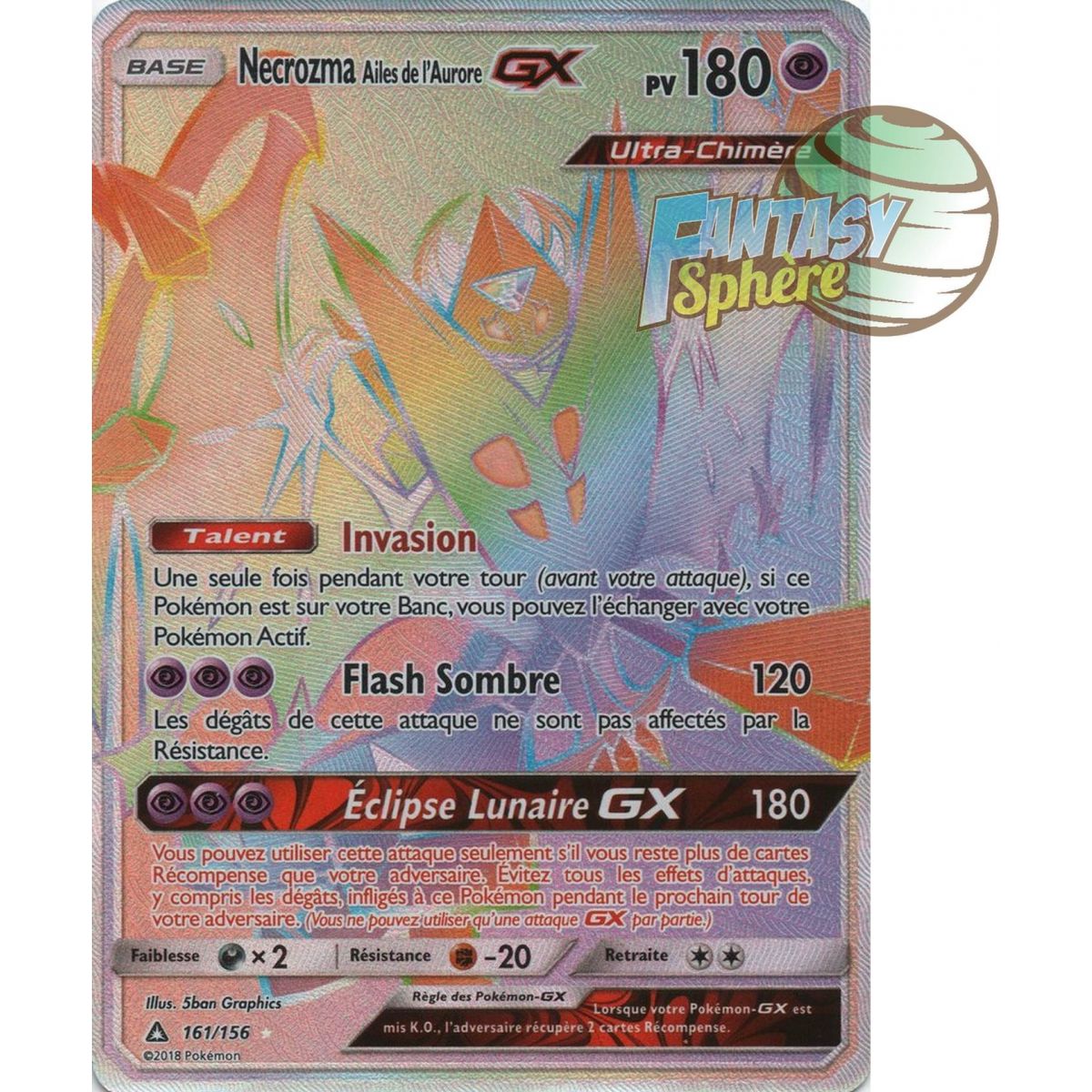 Necrozma Ailes de l'Aurore GX - Secret Rare 161/156 - Soleil et Lune 5 Ultra Prisme