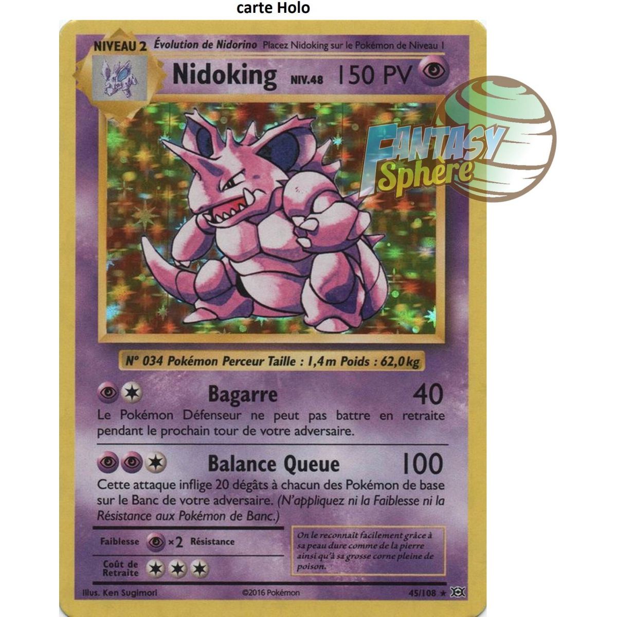Nidoking - Holo Rare 45/108 - XY 12 Évolutions