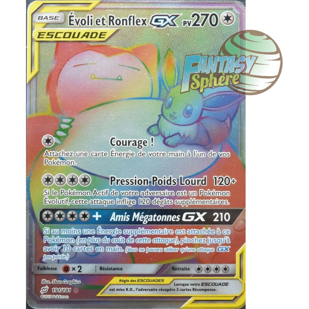 Évoli & Ronflex GX - Secret Rare 191/181 - Soleil et Lune 9 Duo de Choc