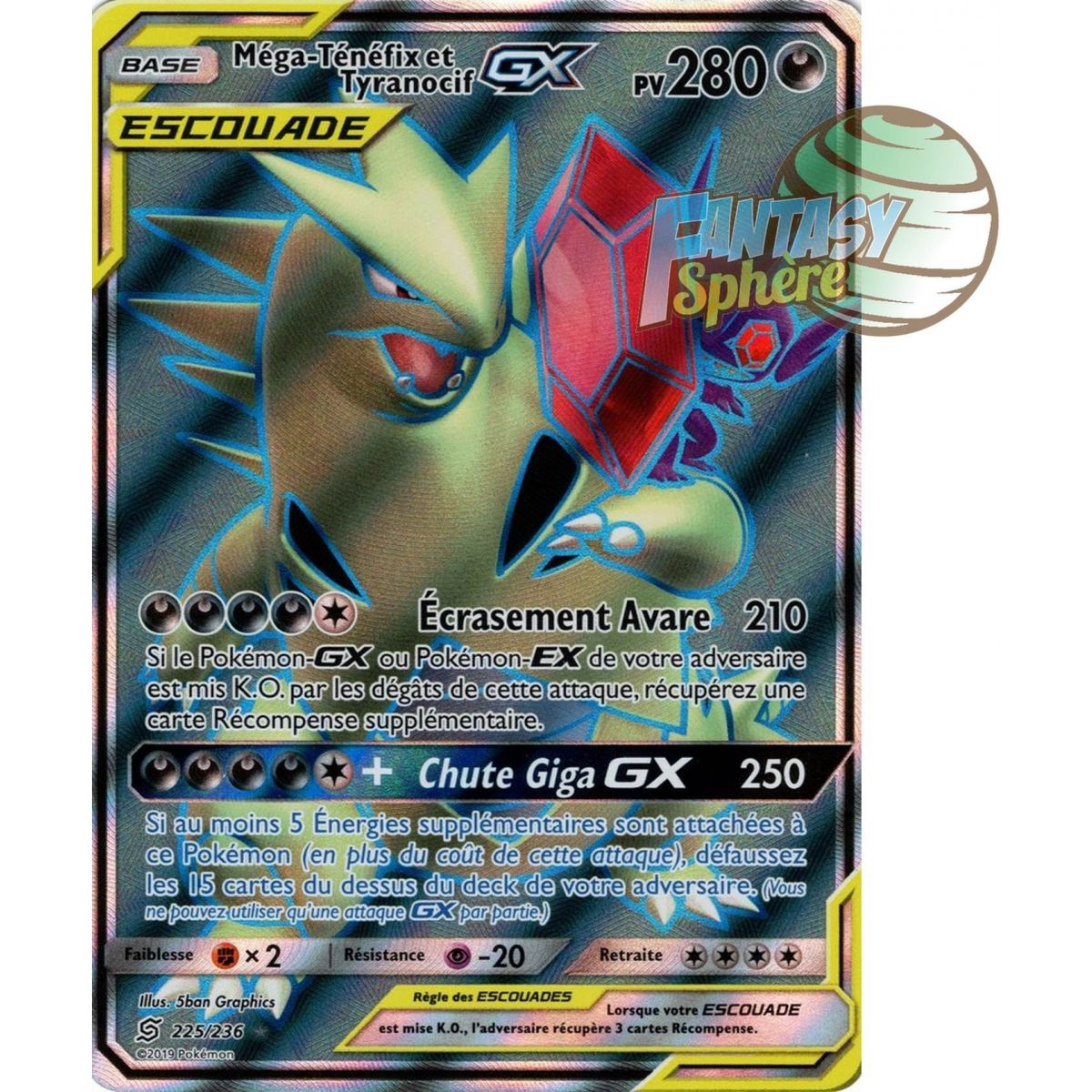 Méga-Ténéfix et Tyranocif GX - Full Art Ultra Rare  225/236 - Soleil et Lune 11 Harmonie des Esprits