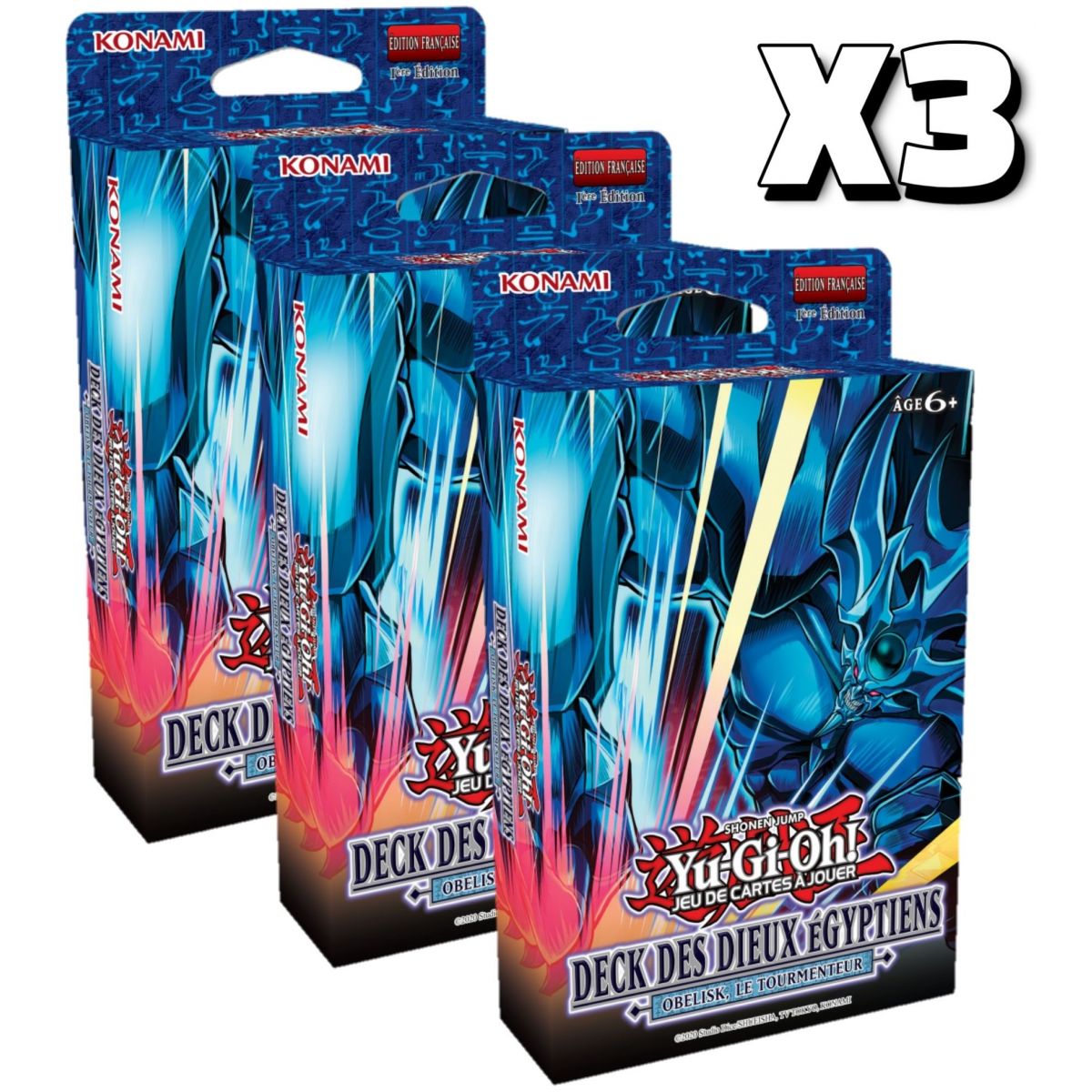 Yu-Gi-Oh! - Lot de 3 - Decks des Dieux Egyptiens : Obelisk le Tourmenteur - FR - 1er Edition