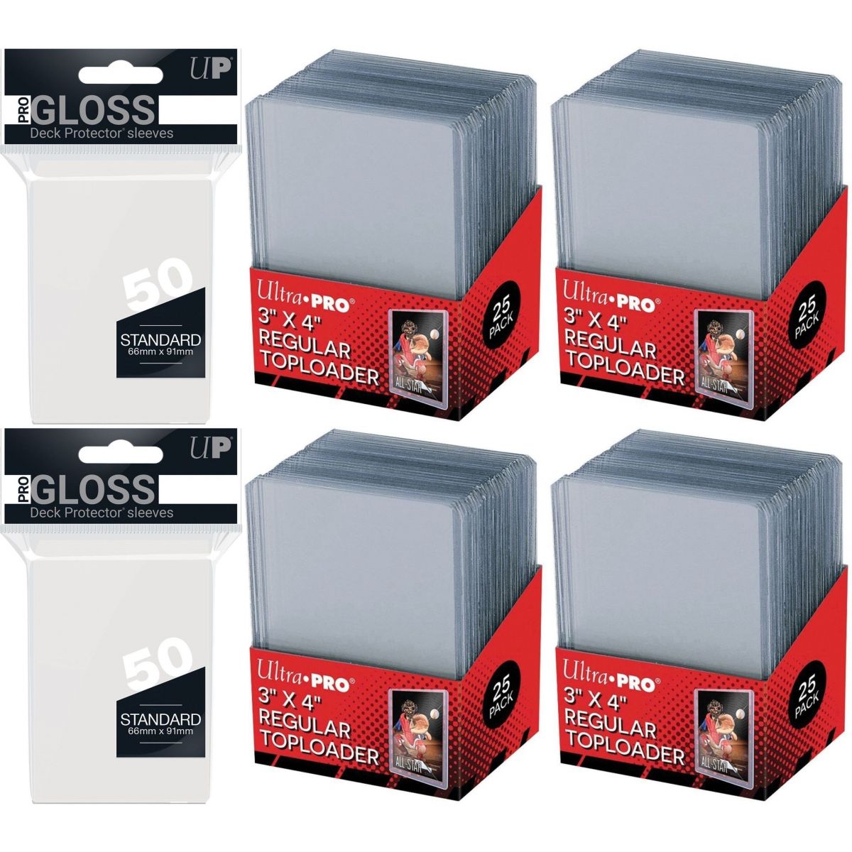 Ultra Pro - Pack - 100 Top Loader + 100 Protèges-Cartes Standard Transparents