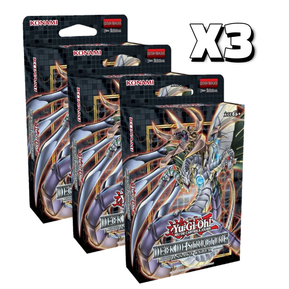 Yu-Gi-Oh! – Lot de 3 - Deck de Structure - Assaut Cyber - FR - 1er Edition