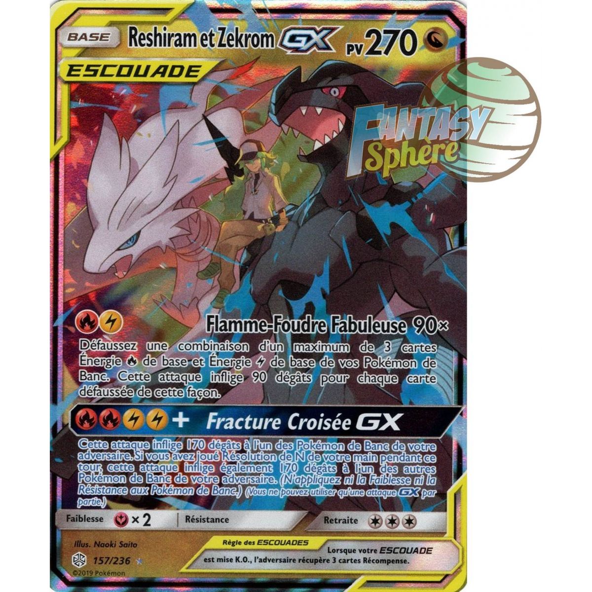 Reshiram et Zekrom GX - Ultra Rare 157/236 - Soleil et Lune 12 Éclipse Cosmique