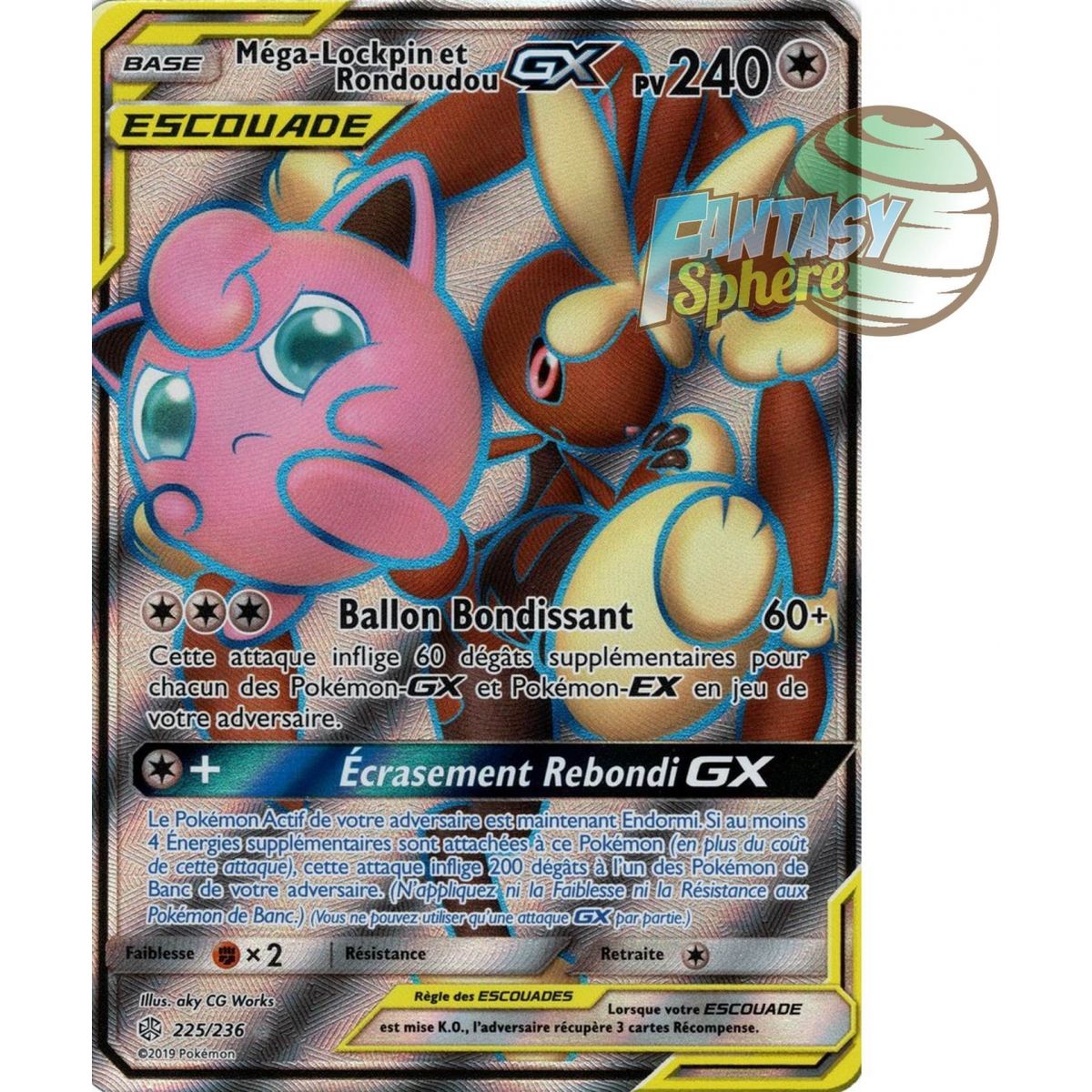 Méga-Lockpin et Rondoudou GX - Full Art Ultra Rare  225/236 - Soleil et Lune 12 Éclipse Cosmique