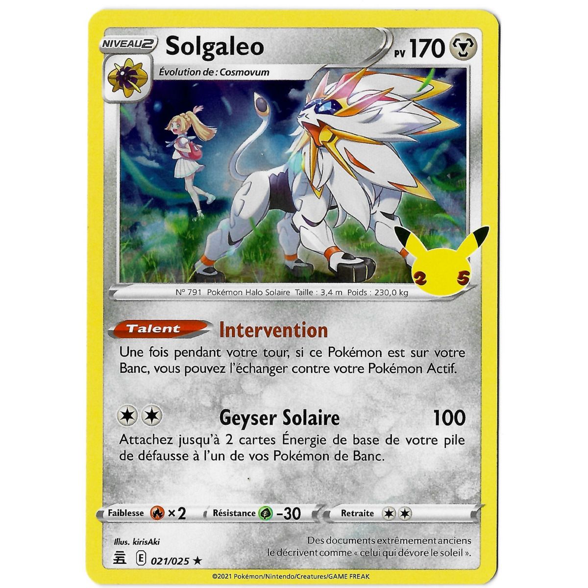 Item Solgaleo - Holo Rare 021/025 EB07.5 Célébrations 25 Ans