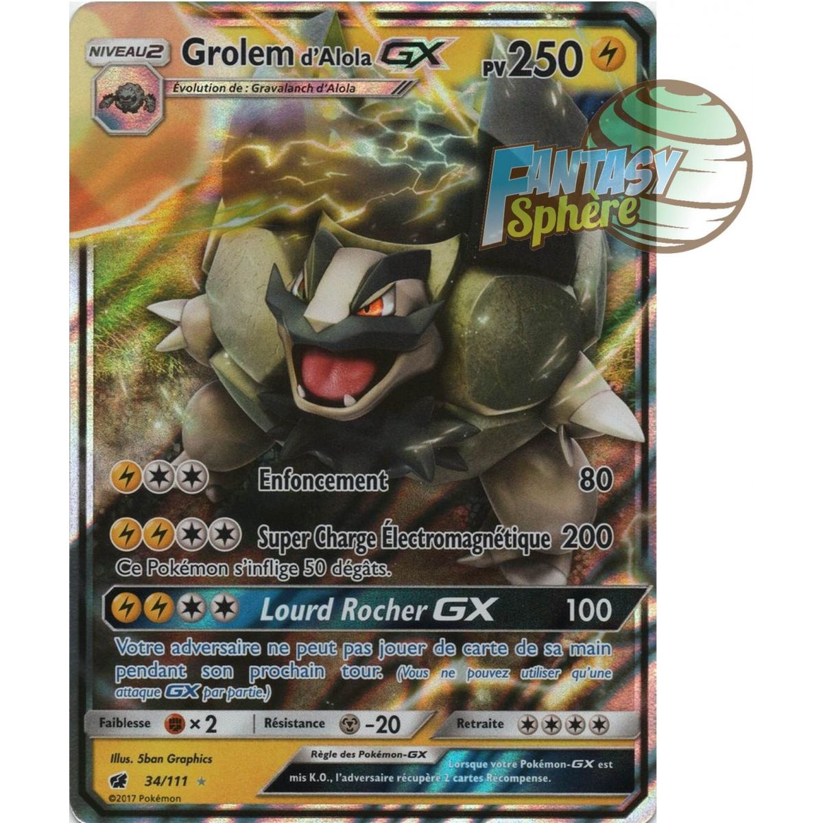 Item Grolem d'Alola GX - Ultra Rare 34/111 - Soleil et Lune 4 Invasion Carmin