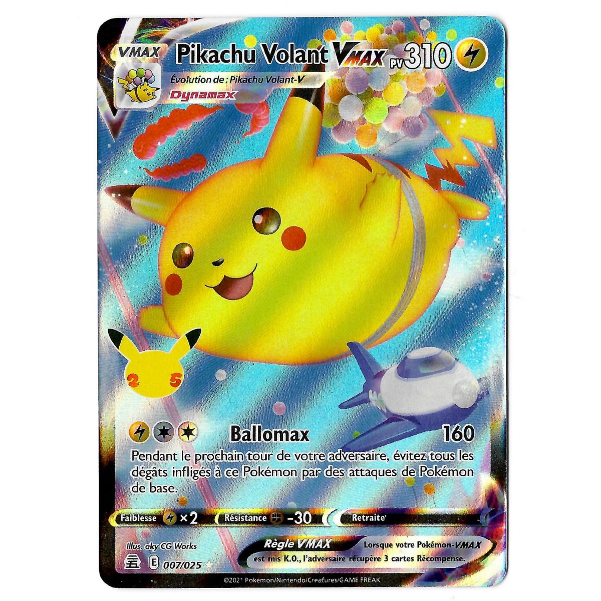 Item Pikachu Volant VMAX - Full Art Ultra Rare 007/025 EB07.5 Célébrations 25 Ans