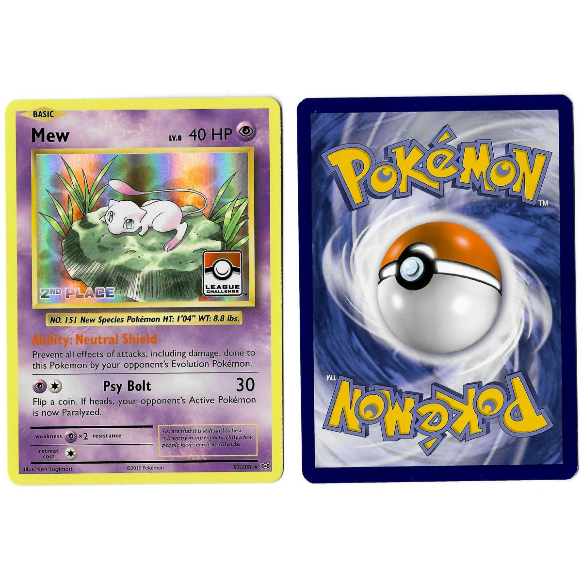 Mew - 2nd Place- Holo Rare - 53/108