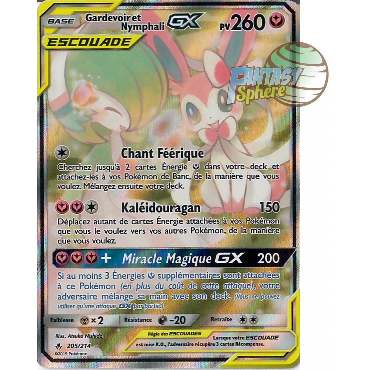 Gardevoir et Nymphali GX - Full Art Ultra Rare  205/214 - Soleil et Lune 10 Alliance Infaillible