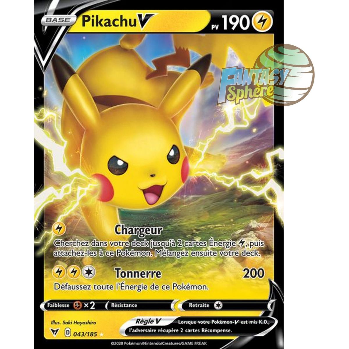 Pikachu V - Ultra Rare 43/185 - Epee et Bouclier 4 Voltage Eclatant