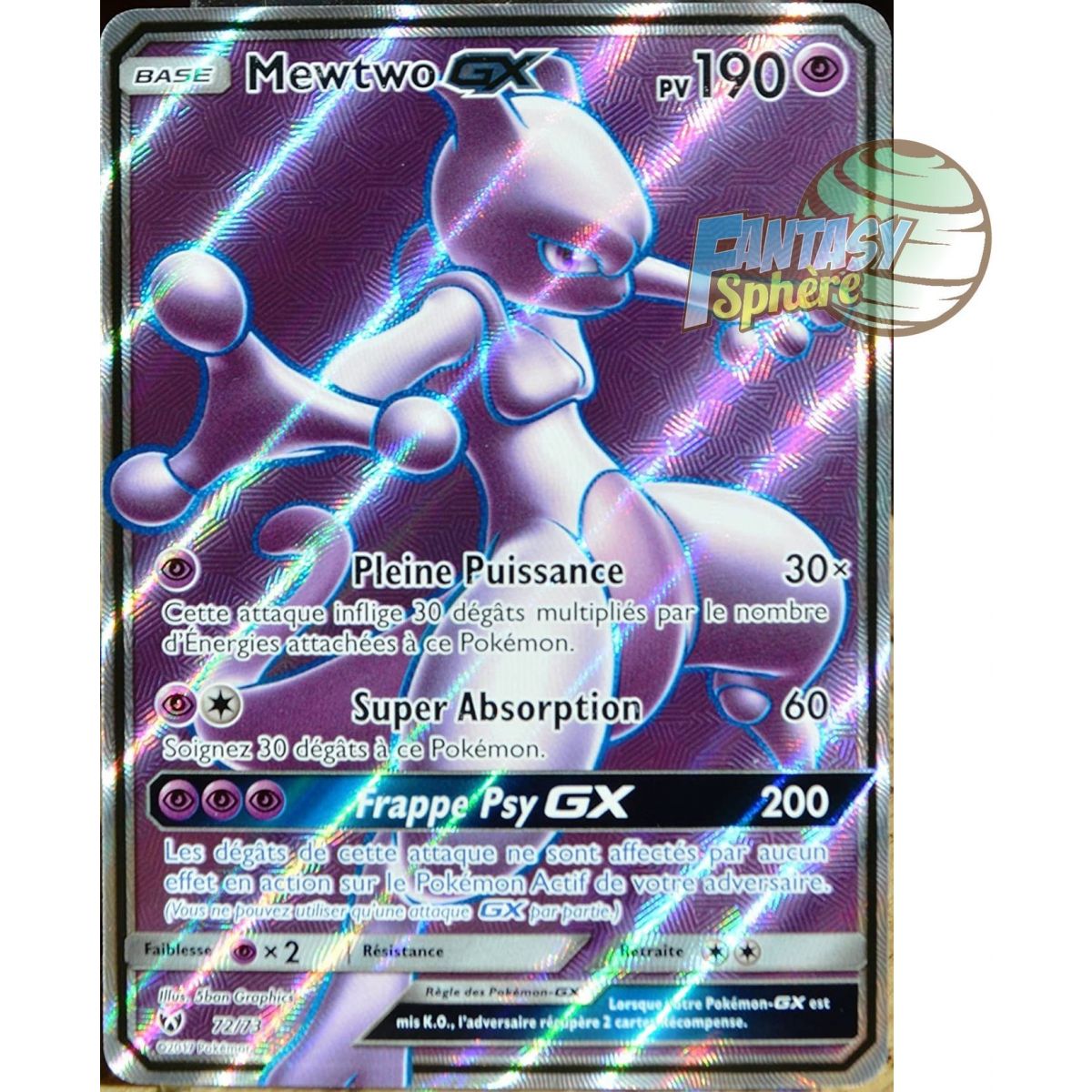 Mewtwo GX - Full Art Ultra Rare Ultra Rare 72/73 - Soleil et Lune 3.5 Légendes Brillantes