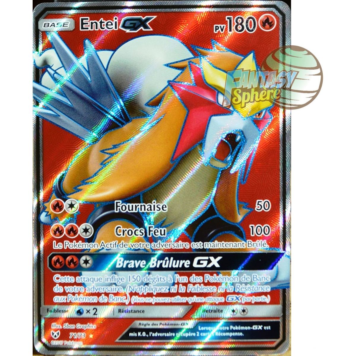 Item Entei GX - Full Art Ultra Rare Ultra Rare 71/73 - Soleil et Lune 3.5 Légendes Brillantes