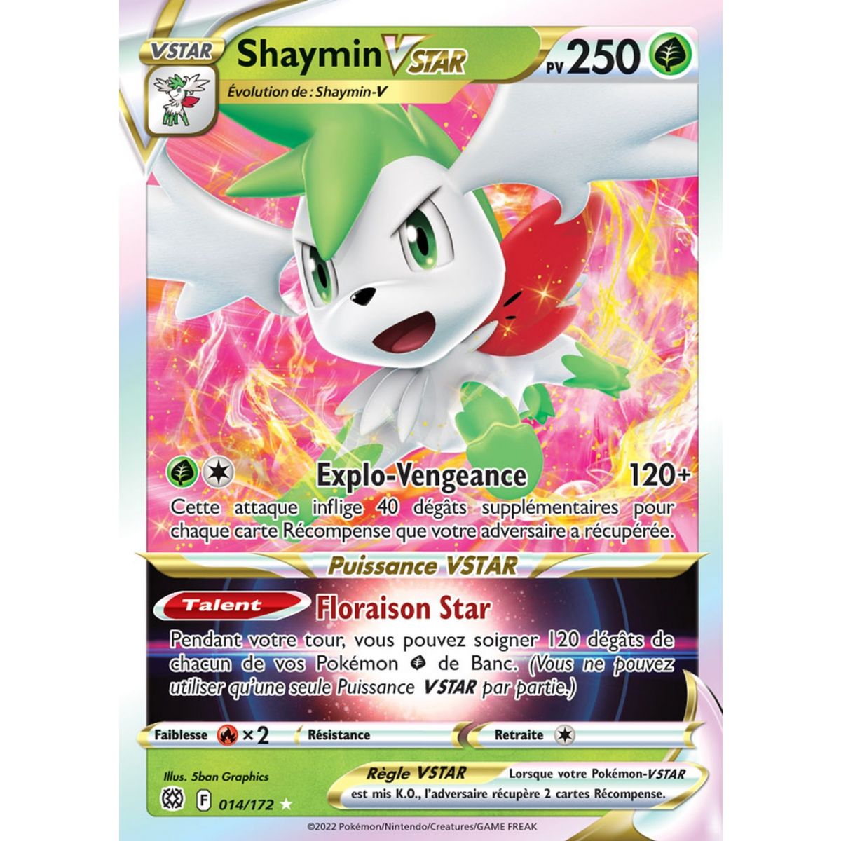 Shaymin V STAR - Ultra Rare 014/172 - EB09 Epee et Bouclier Stars Etincelantes