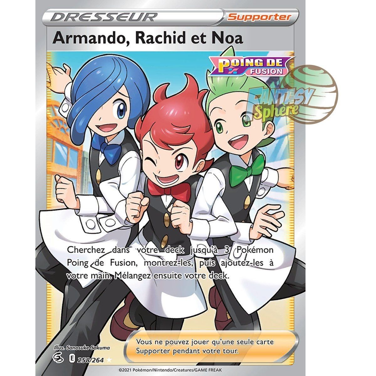 Armando, Rachid et Noa - Full Art Ultra Rare 258/264 - Epee et Bouclier Poing de Fusion