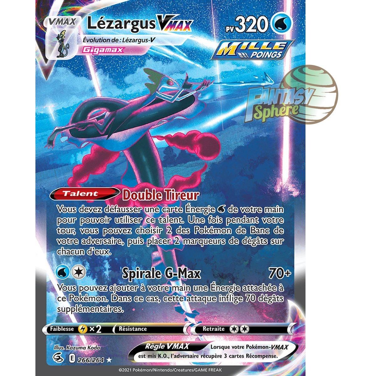 Lézargus VMAX - Secret Rare 266/264 - Epee et Bouclier Poing de Fusion