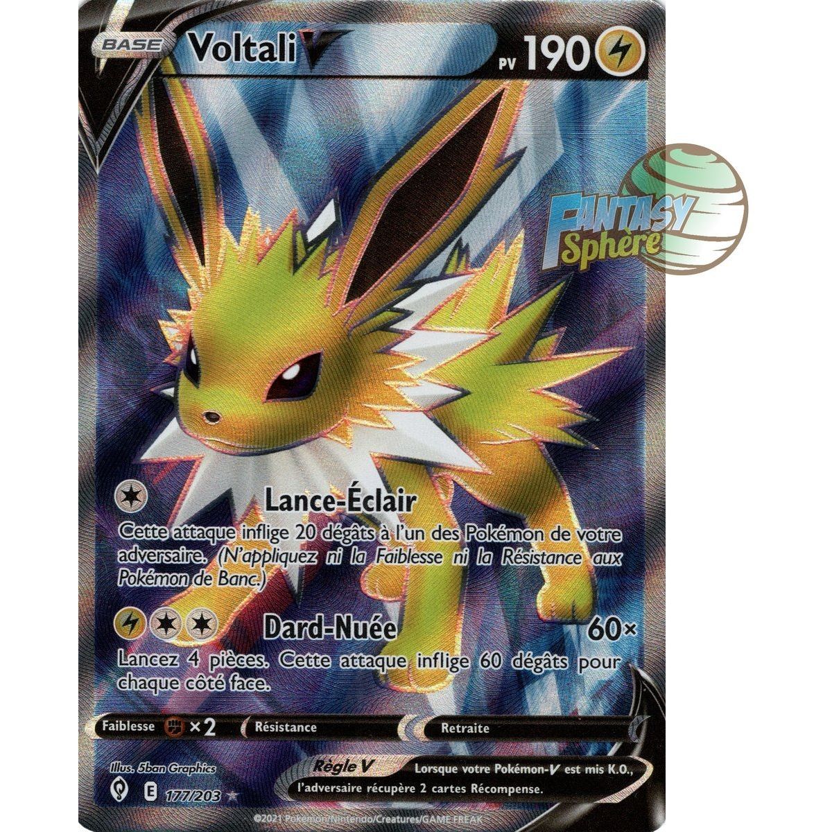 Voltali V - Full Art Ultra Rare 177/203 - Epee et Bouclier Evolution Celeste