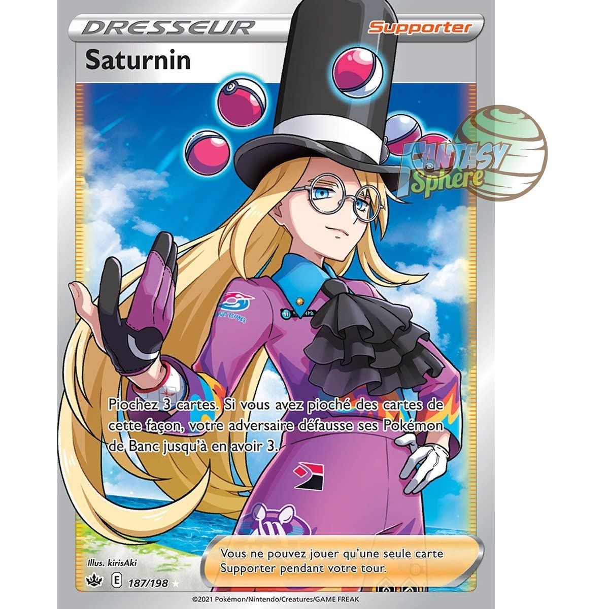 Saturnin - Full Art Ultra Rare 187/198 - Epee et Bouclier Regne de Glace