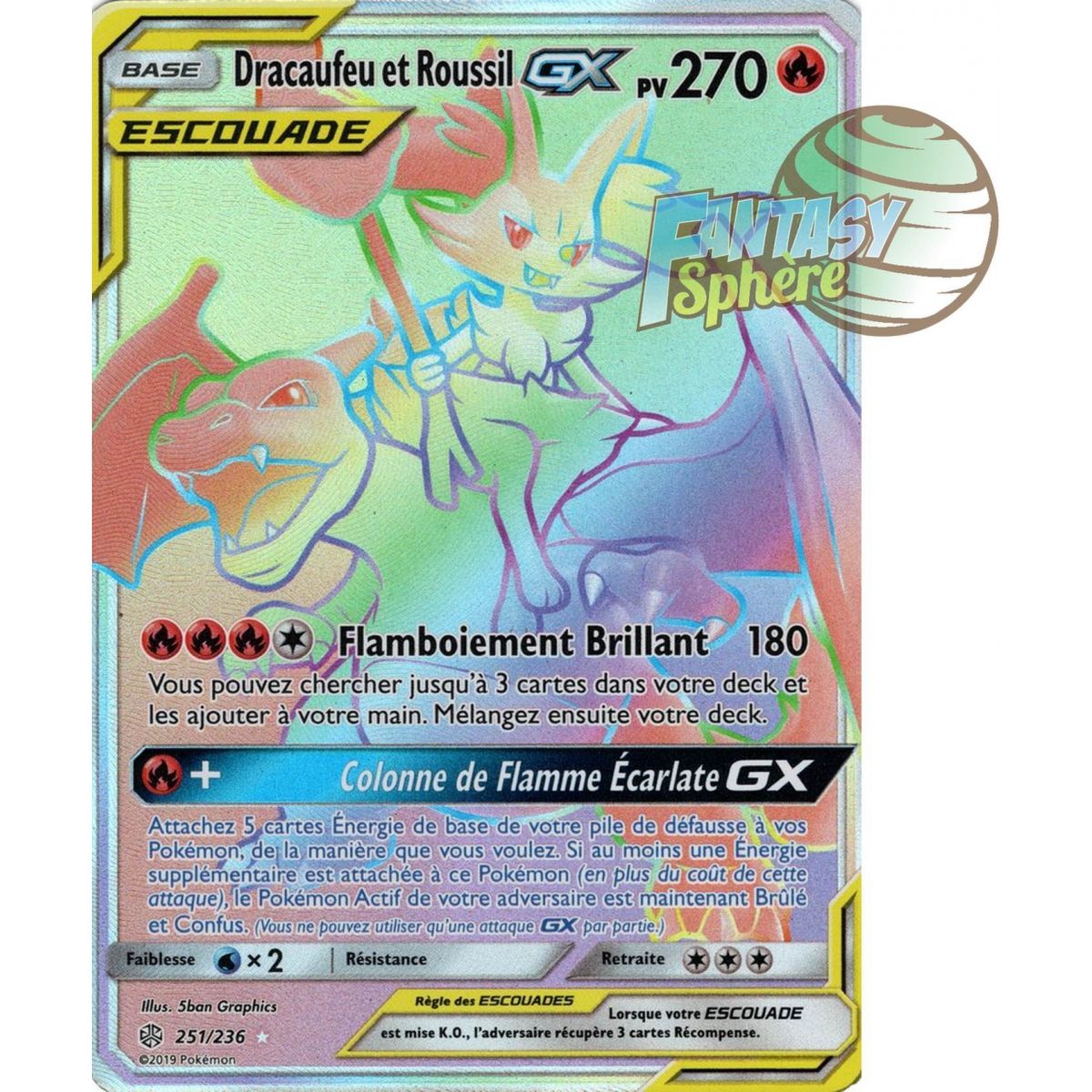 Dracaufeu et Roussil GX - Secret Rare 251/236 - Soleil et Lune 12 Éclipse Cosmique