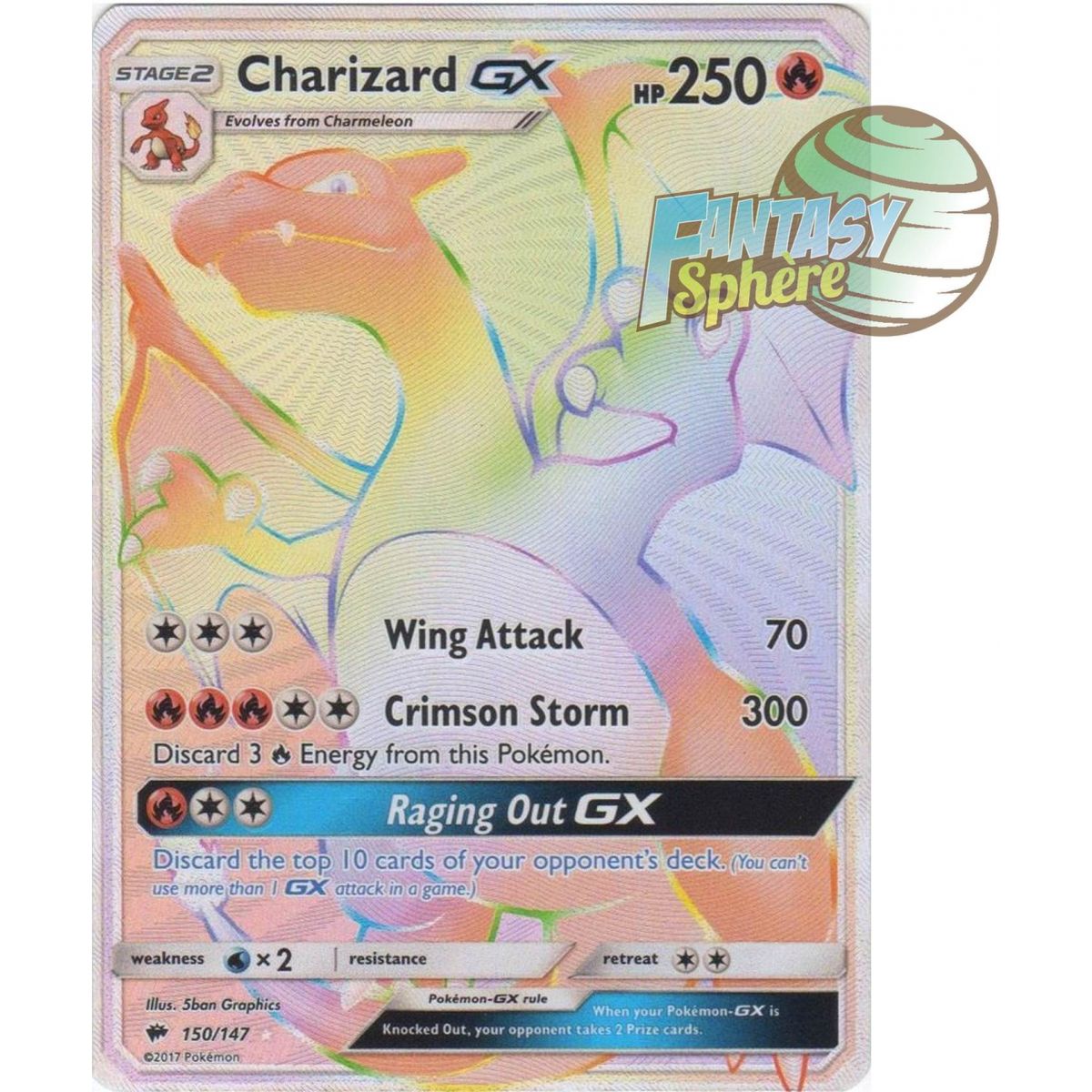 Dracaufeu GX - Secret Rare 150/147 - Soleil et Lune 3 Ombres Ardentes