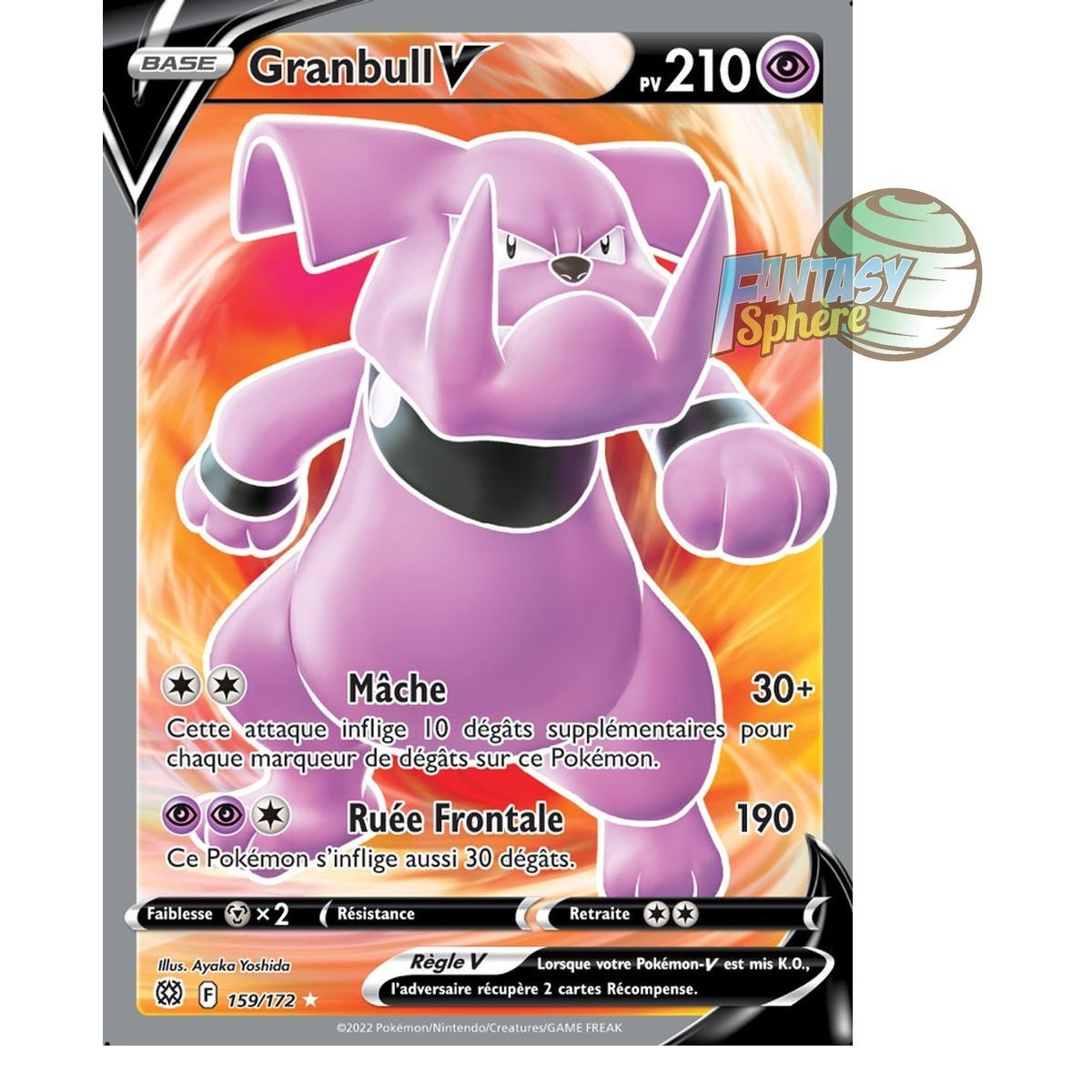 Granbull V - Full Art Ultra Rare 159/172 - Epee et Bouclier Stars Etincelantes