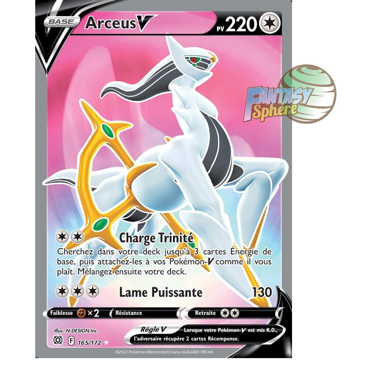 Arceus V - Full Art Ultra Rare 165/172 - Epee et Bouclier Stars Etincelantes