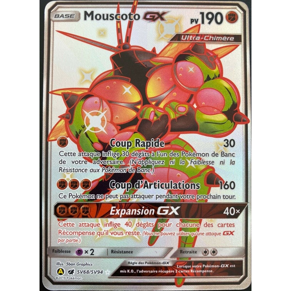 Mouscoto GX - Full Art Ultra Rare SV68/SV94 - Soleil et Lune 11.5 Destinees Occultes