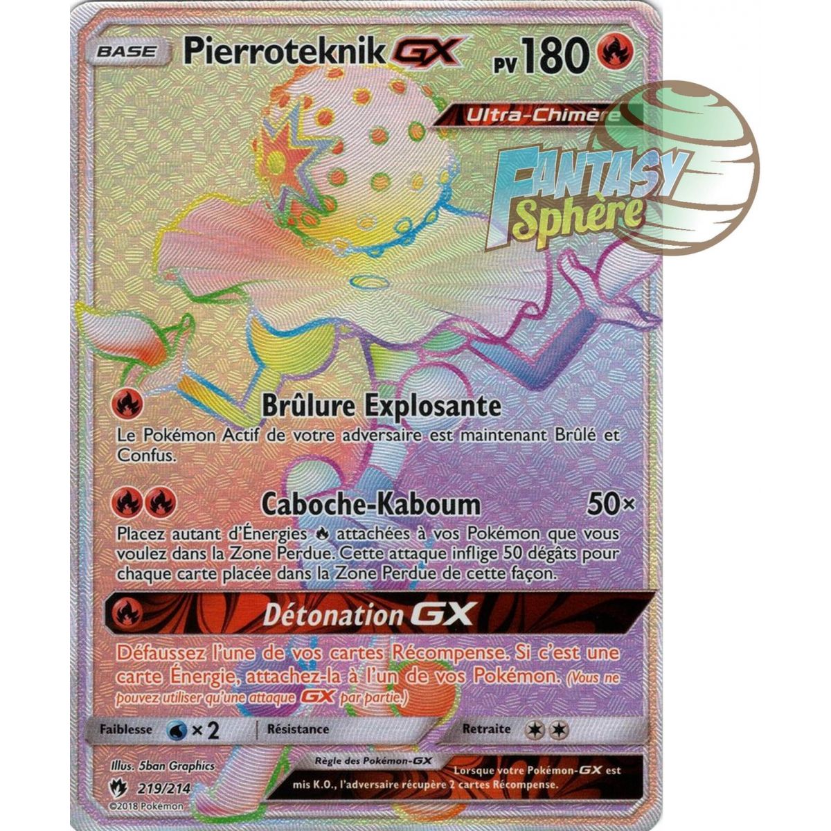 Pierroteknik GX - Secret Rare 219/214 - Soleil et Lune 8 Tonnerre Perdu