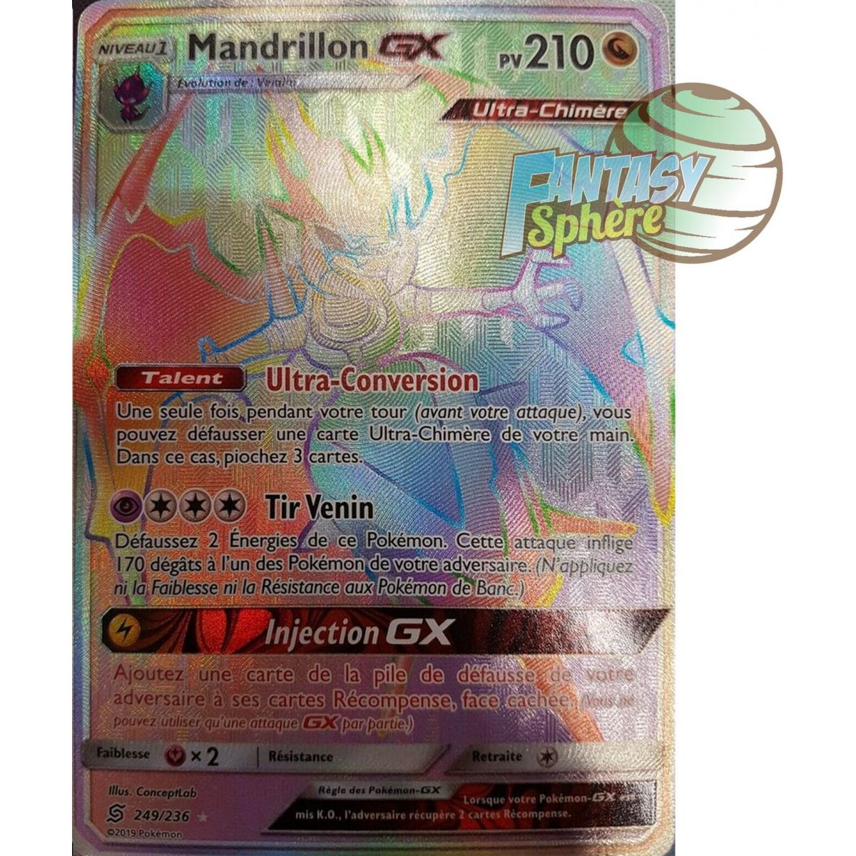 Mandrillon GX - Secret Rare 249/236 - Soleil et Lune 11 Harmonie des Esprits