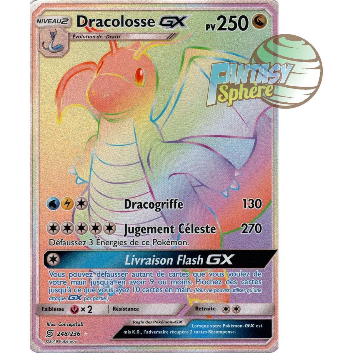 Dracolosse GX - Secret Rare 248/236 - Soleil et Lune 11 Harmonie des Esprits