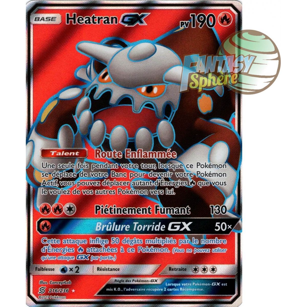 Item Heatran GX - Full Art Ultra Rare  216/236 - Soleil et Lune 11 Harmonie des Esprits