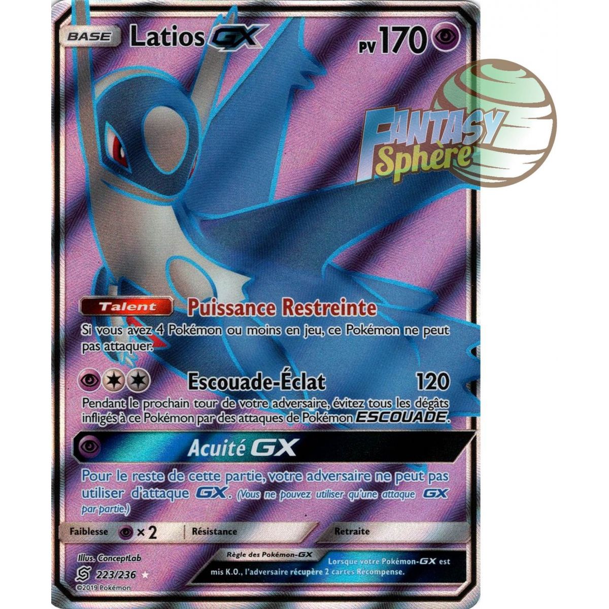 Item Latios GX - Full Art Ultra Rare  223/236 - Soleil et Lune 11 Harmonie des Esprits