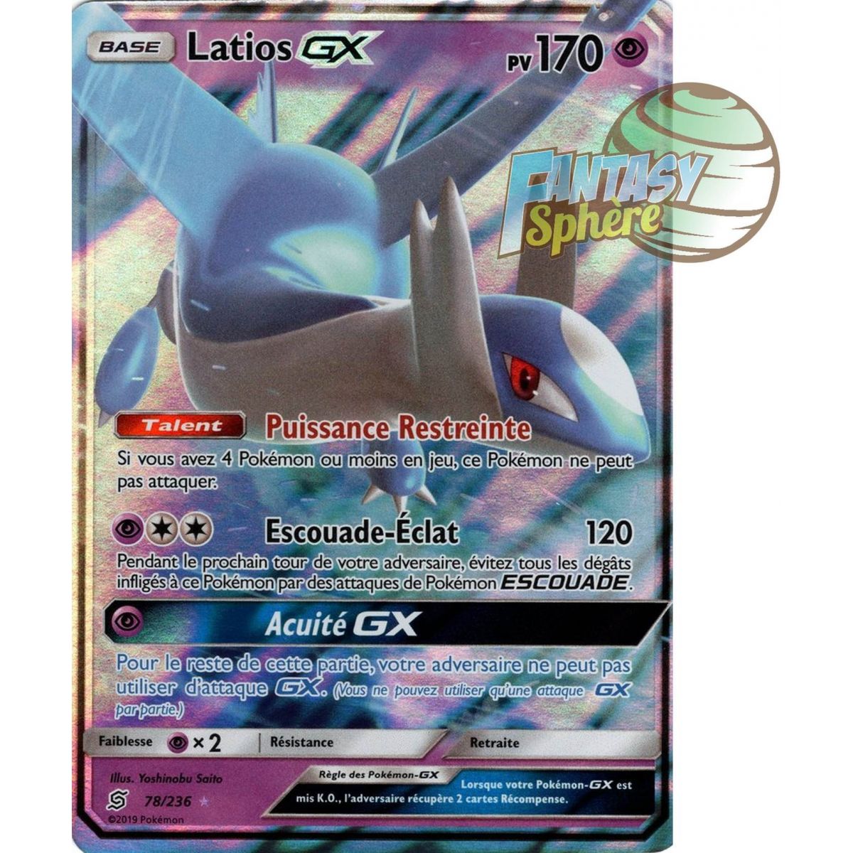 Latios GX - Ultra Rare 78/236 - Soleil et Lune 11 Harmonie des Esprits