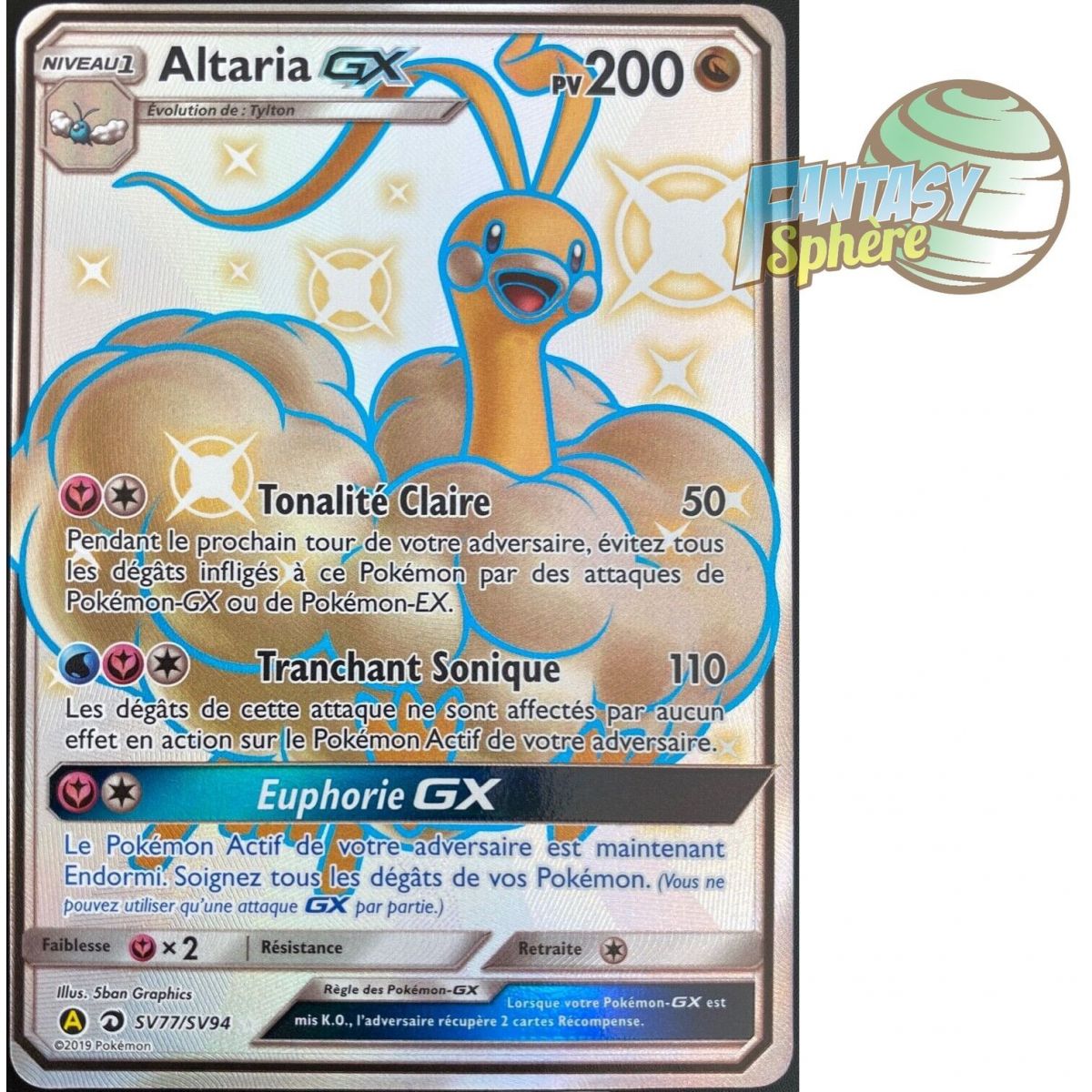 Altaria GX - Full Art Ultra Rare SV77/SV94 - Soleil et Lune 11.5 Destinees Occultes