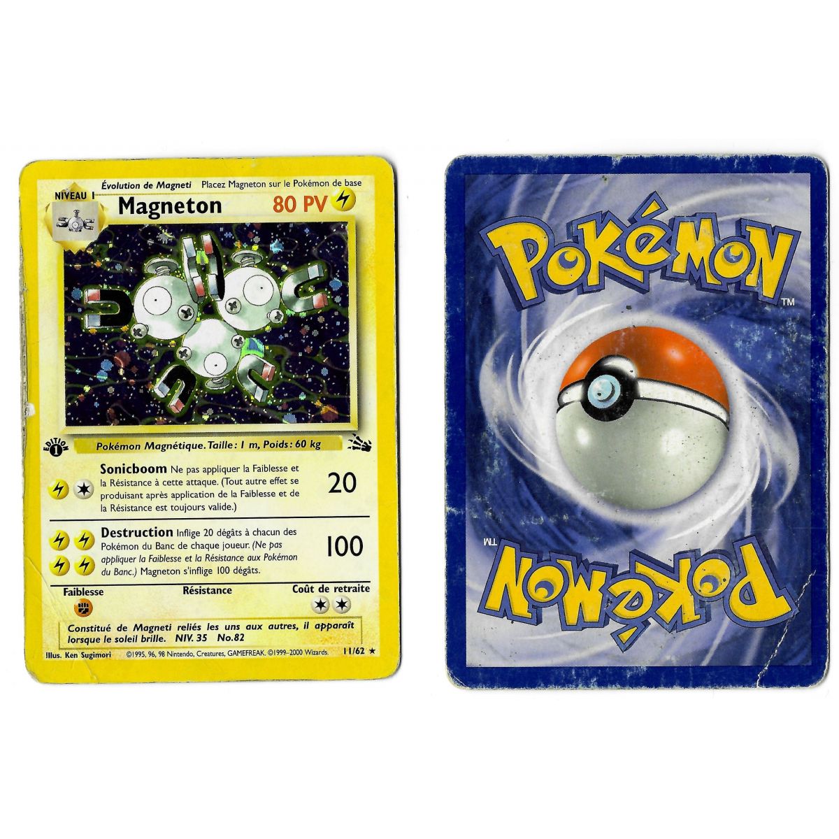 Magneton 11/62 Fossile Holo 1st Français Voir Scan