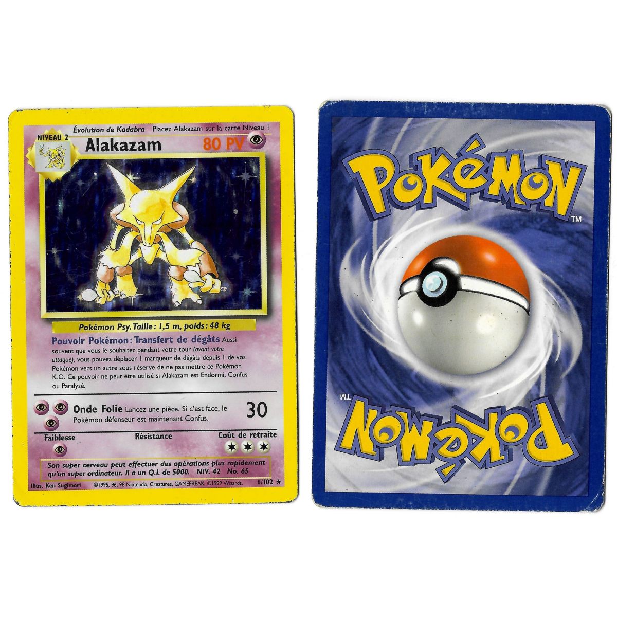 Item Alakazam 1/102 Set de Base Holo Unlimited Français Voir Scan