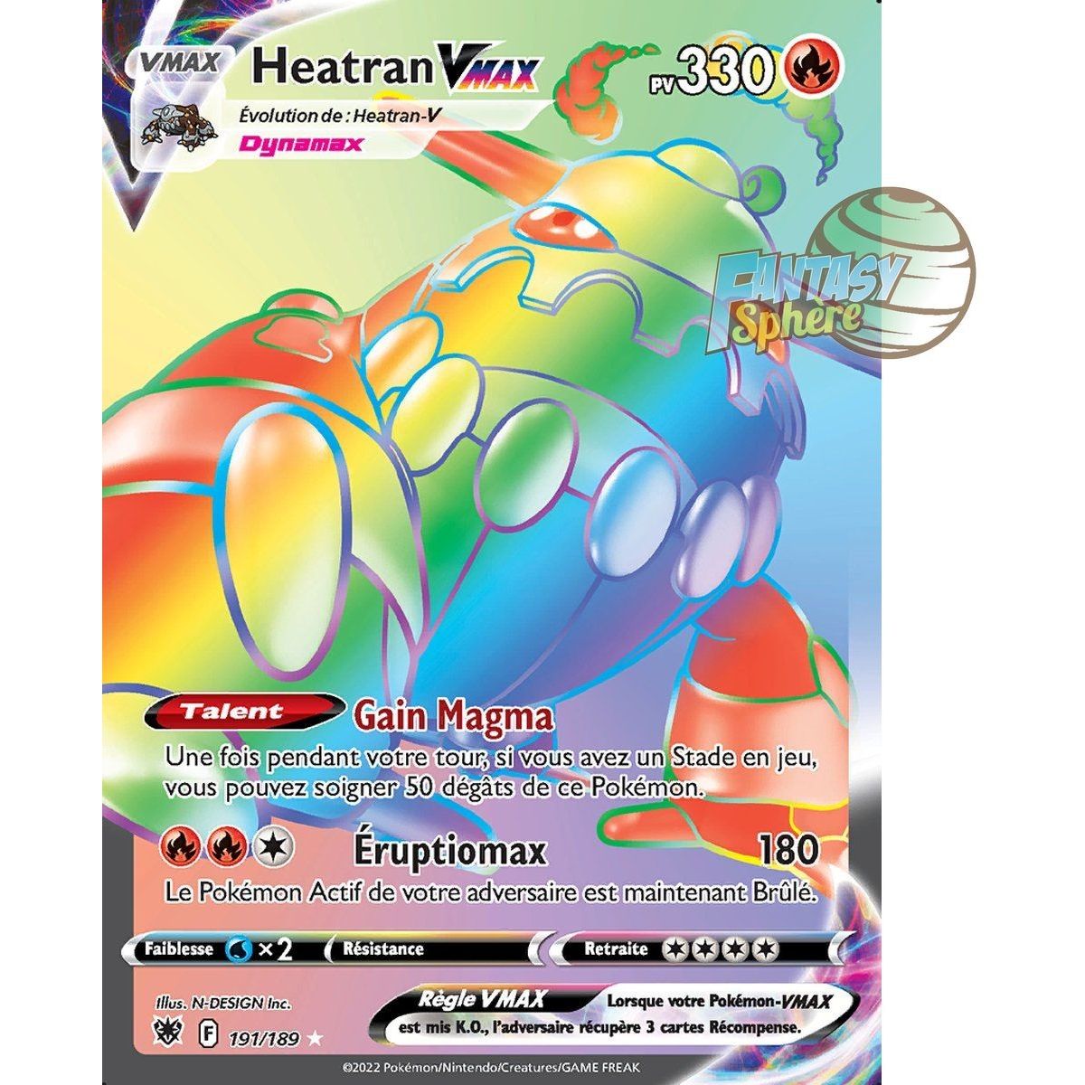 Heatran VMAX - Secret Rare 191/189 - Epee et Bouclier Astres Radieux