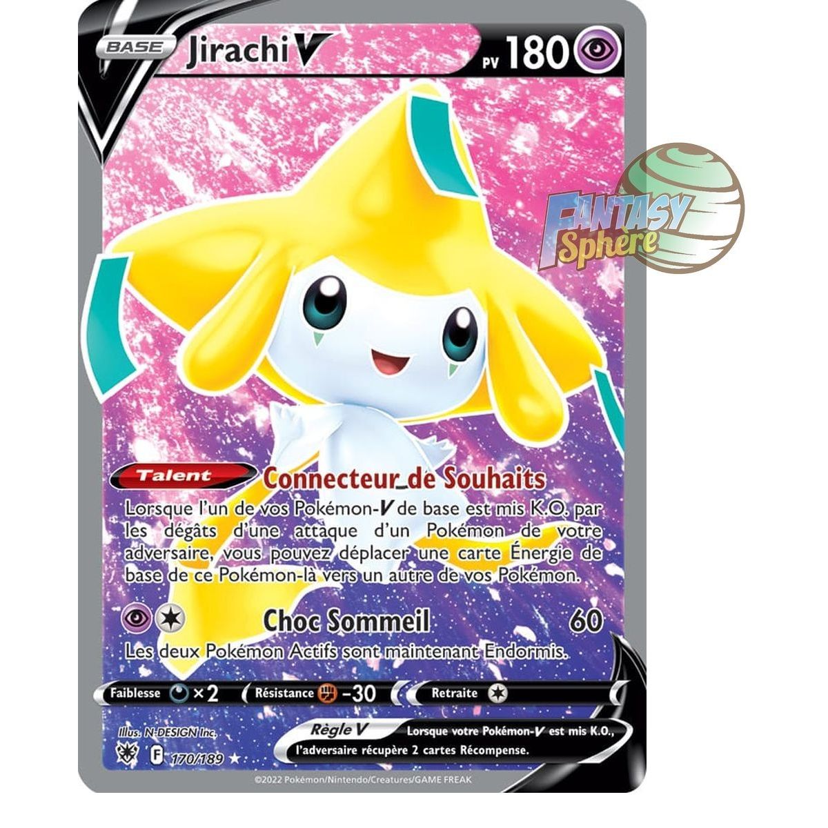 Jirachi V - Full Art Ultra Rare 170/189 - Epee et Bouclier Astres Radieux