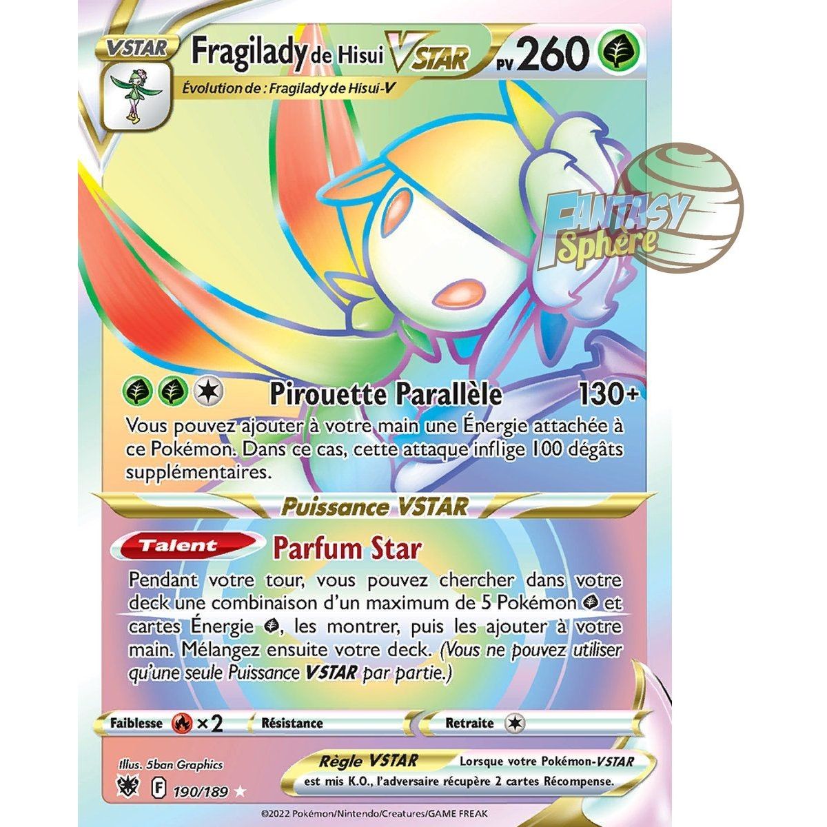 Fragilady de Hisui VSTAR - Secret Rare 190/189 - Epee et Bouclier Astres Radieux