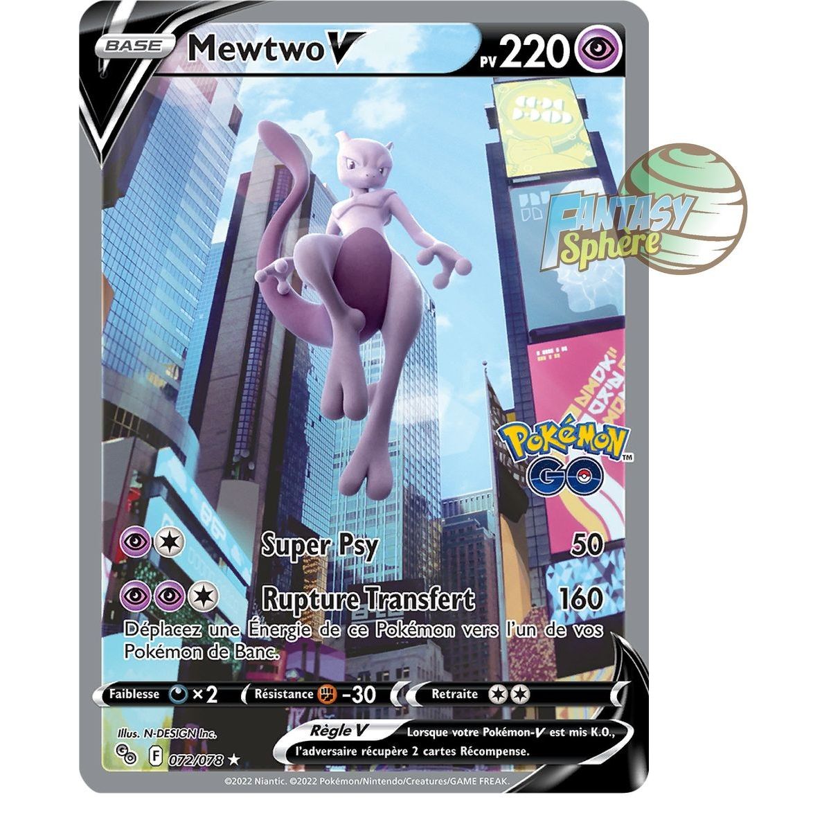 Item Mewtwo V - Full Art Ultra Rare 72/78 - Epee et Bouclier Pokemon Go