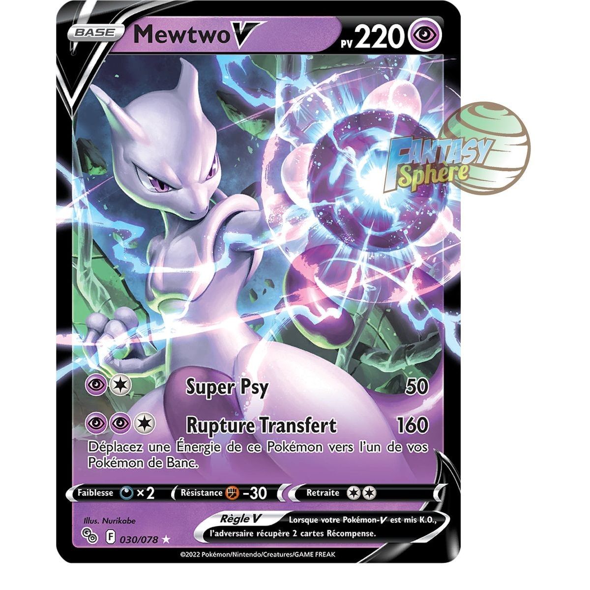 Mewtwo V - Ultra Rare 30/78 - Epee et Bouclier Pokemon Go