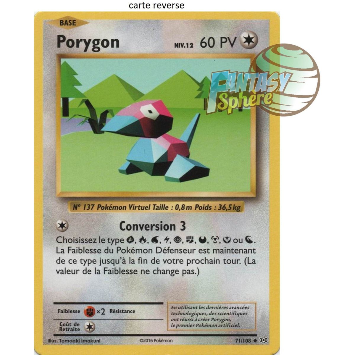 Item Porygon - Reverse 71/108 - XY 12 Évolutions