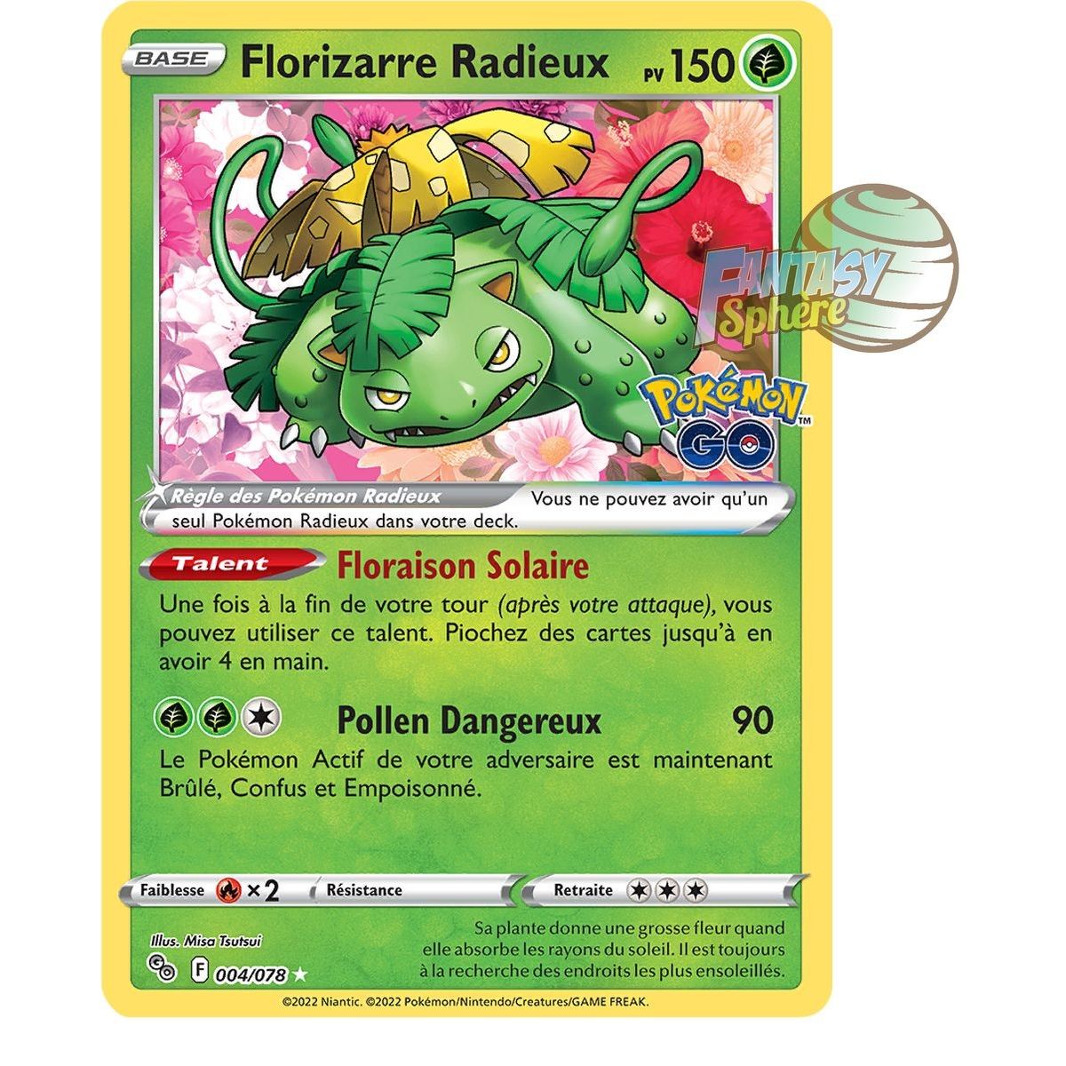 Florizarre Radieux - Radiant Rare 4/78 - Epee et Bouclier Pokemon GO