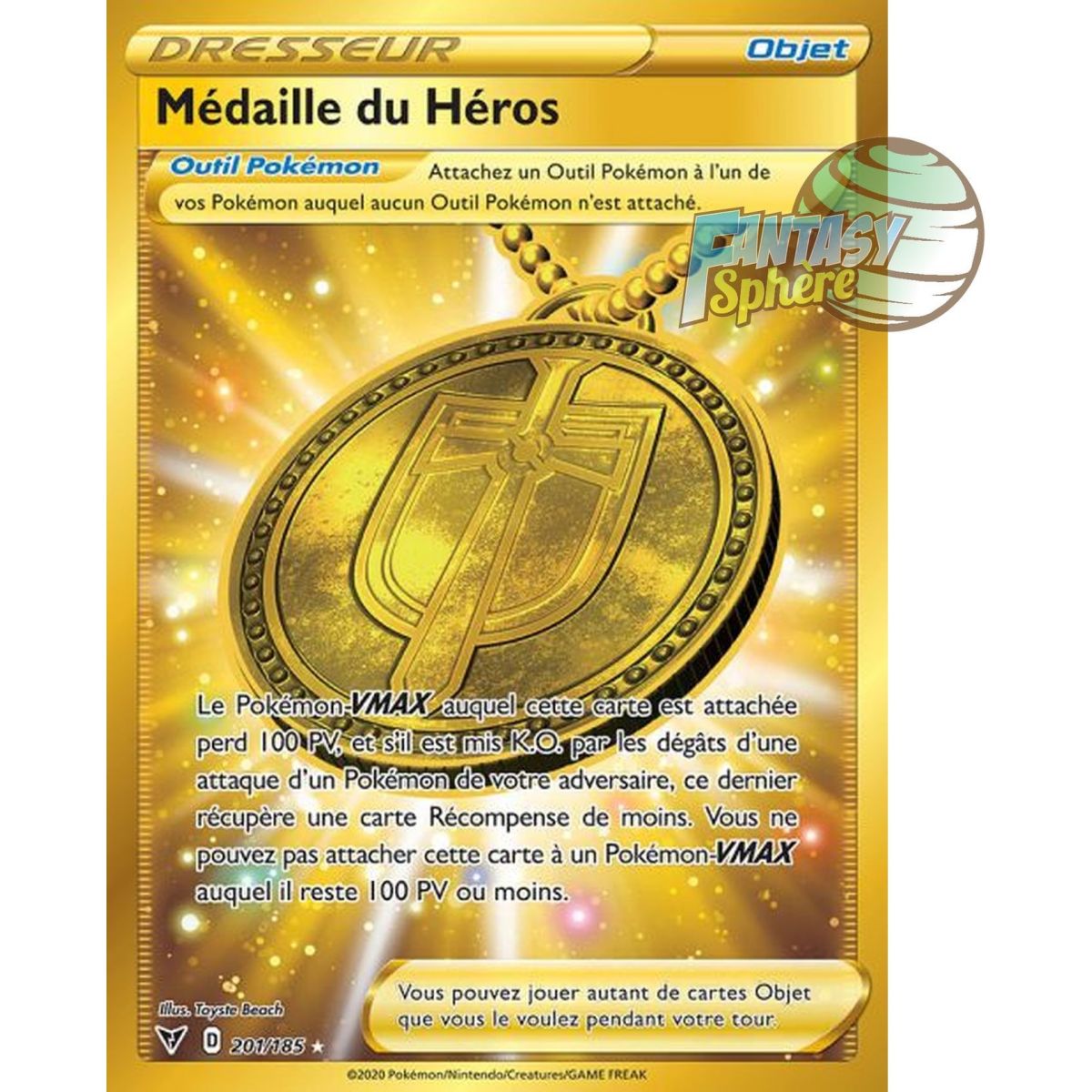 Item Médaille du Héros - Secret Rare 201/185 - Epee et Bouclier 4 Voltage Eclatant